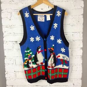 Vintage Hand Knitted Erika Penguin Winter Sweater Vest